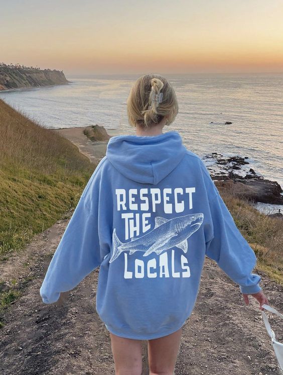 Respect The Locals Hoodie Surfing Hoodie Save The Shark Sweatshirt Oversize Pullover Vsco Hoodie Pinterest Clothes