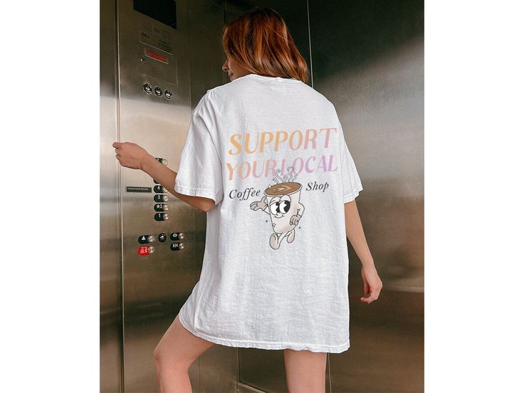 Retro Coffee Support your local coffee shop Shirt, Retro Graphic Tee, Summer Comfort Colors Shirts, Coffee Lover Shirt, Coffee Drinker Shirt