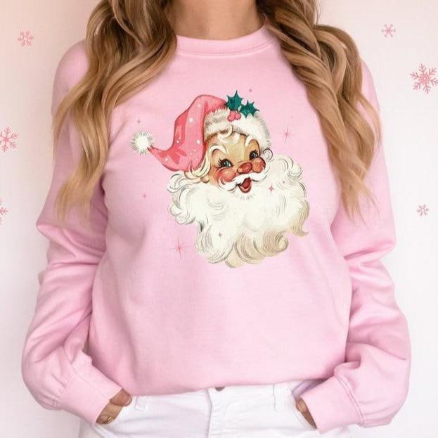 Retro Pink Santa Christmas Sweatshir … fashionstation