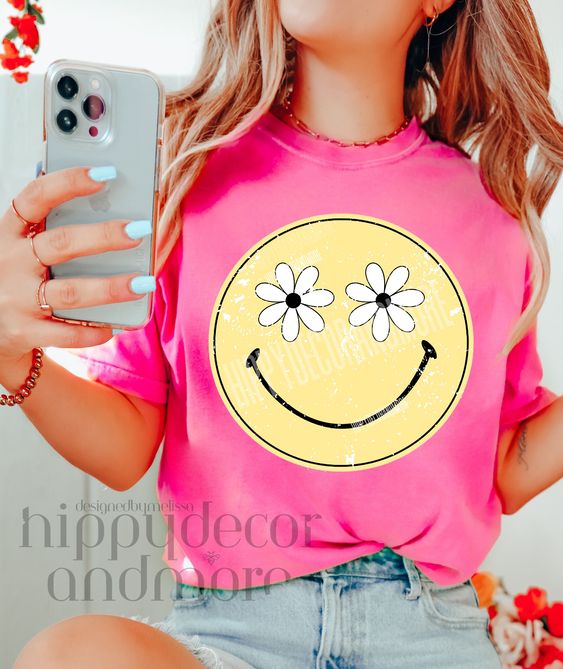 Retro Smiley Face T-Shirt, Daisy T-Shirt