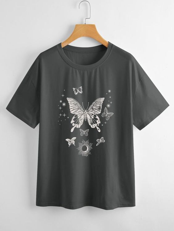 Romwe Butterfly Print Tee