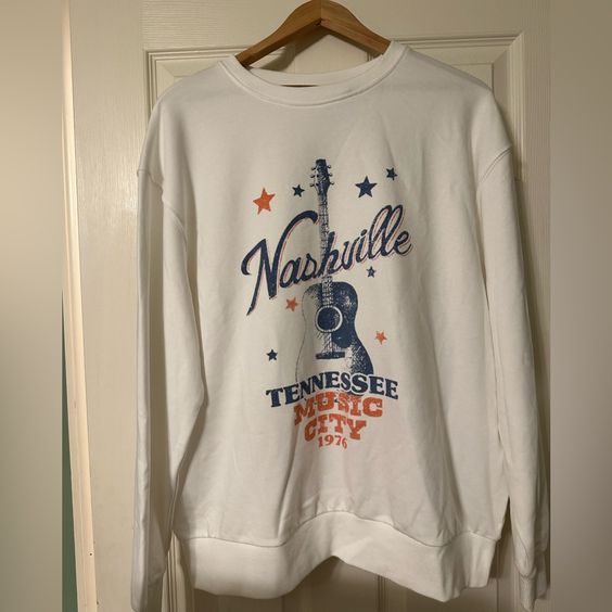 Rus Tee Sweaters | Nashville Music City Crewneck | Color: White