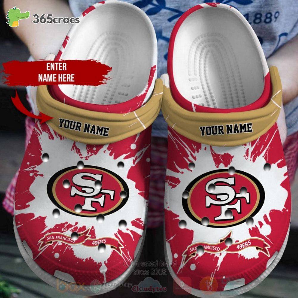 San Francisco 49Ers Red Nfl Custom Name Crocss Clog Shoes