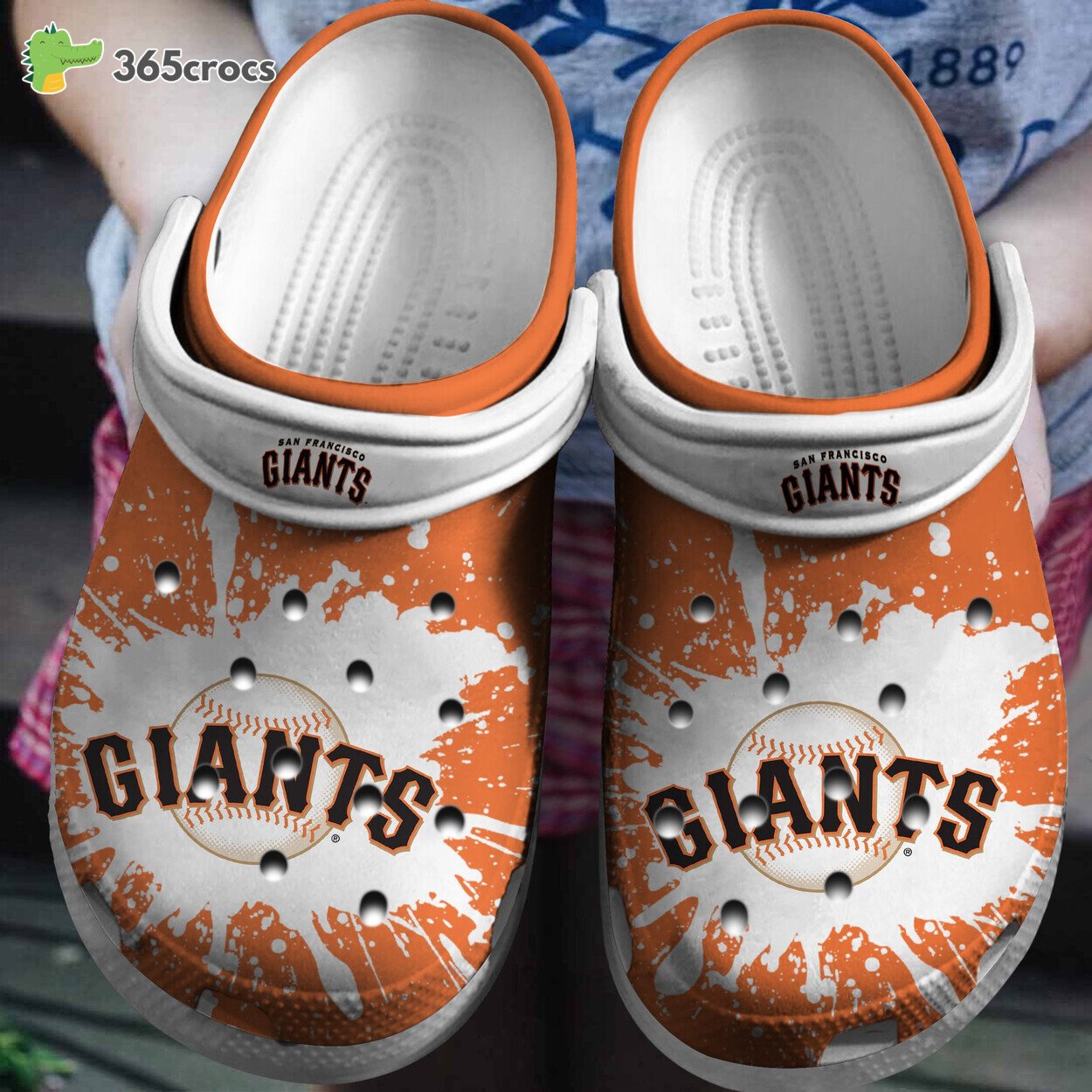 San Francisco Giants Baseball Team OrangeWhite Custom Named Clog Footwear