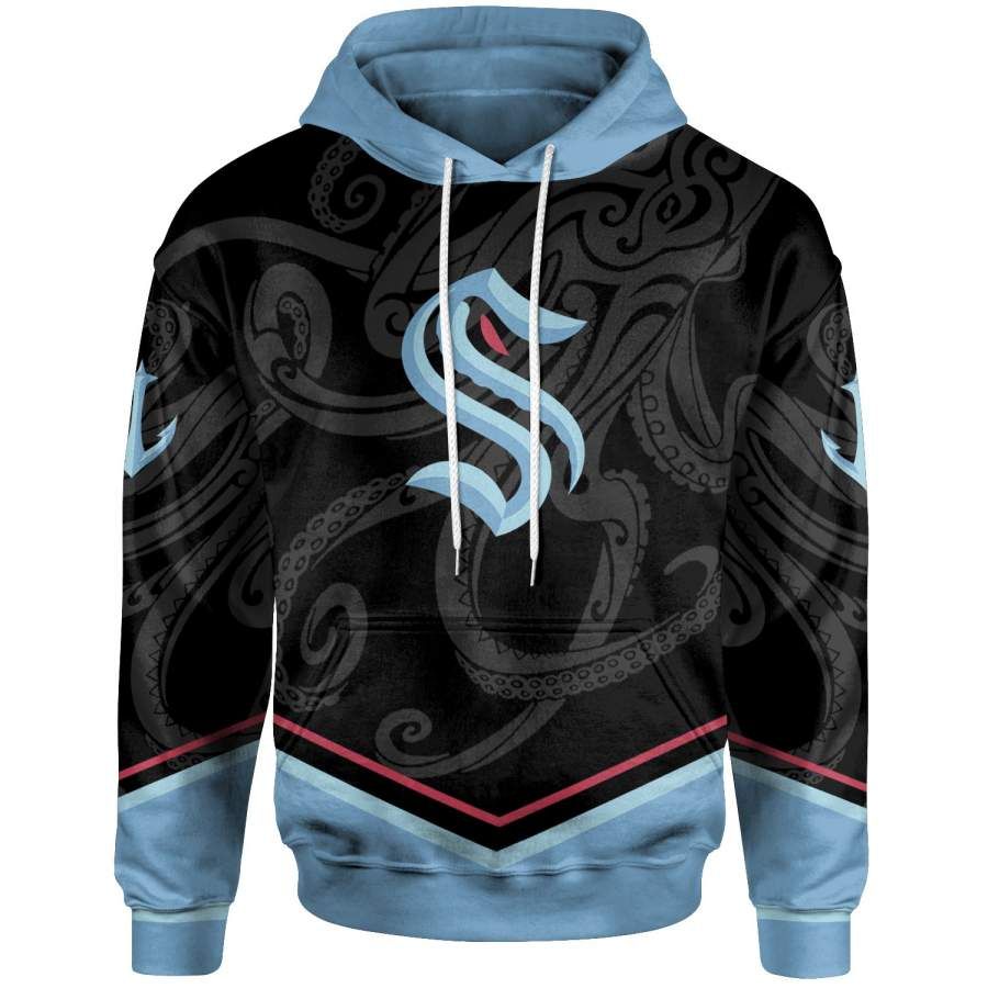 Seattle Kraken Hoodie Octopus Tatto Black Pattern All Over Print Hoodie