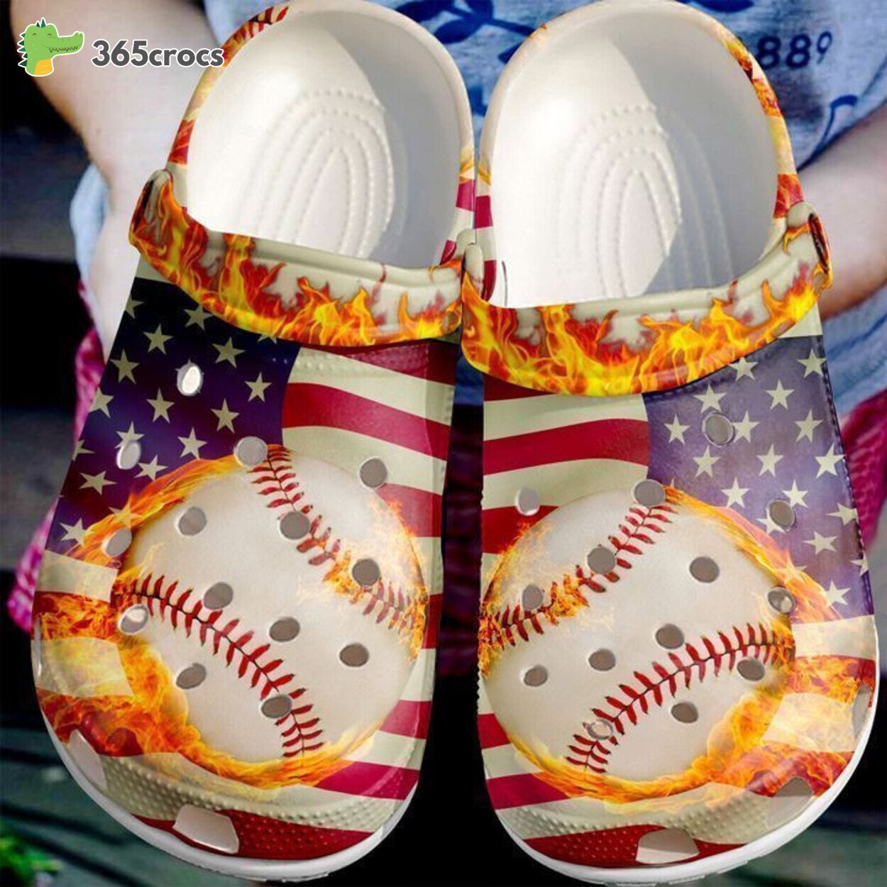 Show Patriotism Baseball Flag Themed Classic Comfort Clog Footwear Design