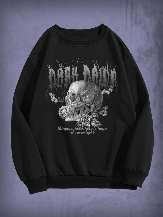 Slogan & Skull Print Thermal Pu … fashionstation