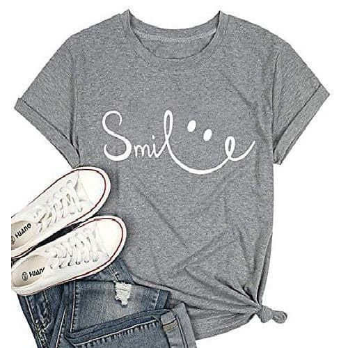 Smile Print Crew Neck T-Shirt fashionstation