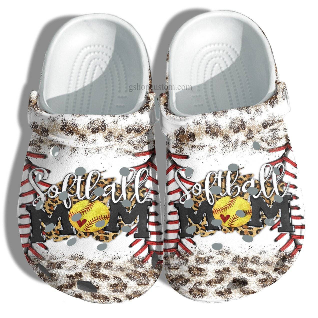 Softball Mom Leopard Skin Crocss Shoes For Girl Mom Grandma – Baseball Softball Mom Shoes Croc Clogs
