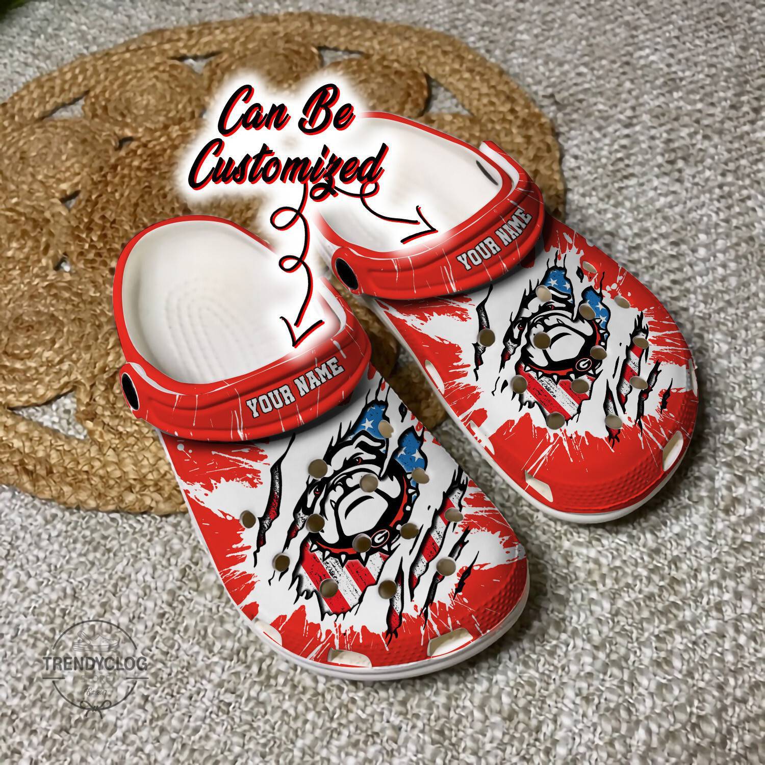 Sport Crocss Personalized GBulldogs University Ripped American Flag Clog Shoes