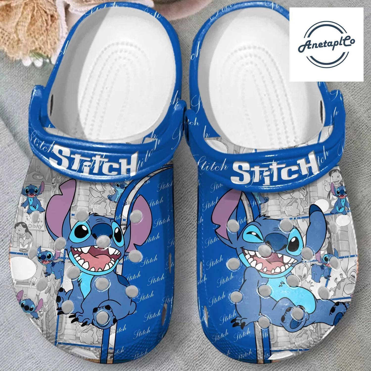 Stitch Blue Lovers Personalized Clogs Disney Sandals Cartoon Gift Women