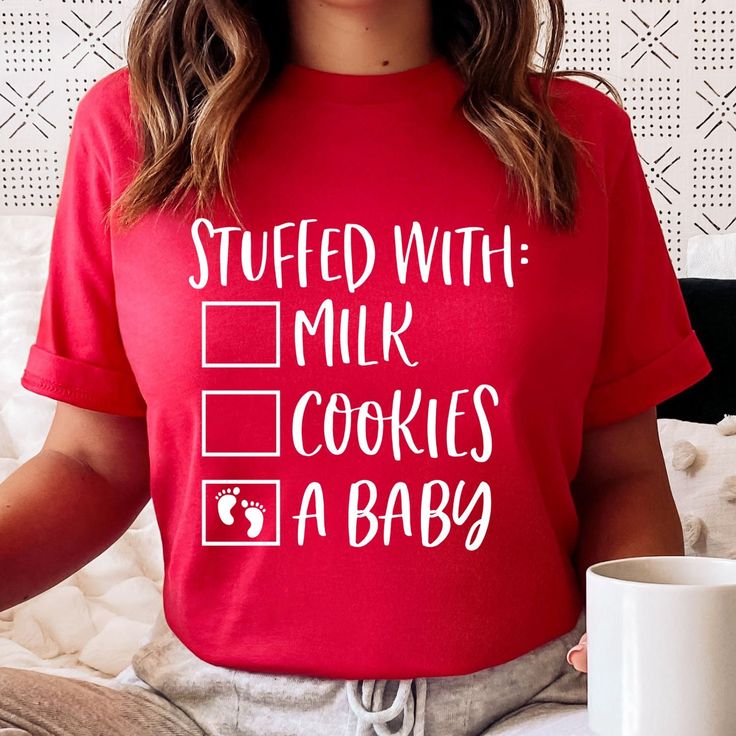 Stuffed with milk cookies baby shirt, christmas pregnancy shirt, christmas pregnancy announcement shirt, christmas baby announcement shirt