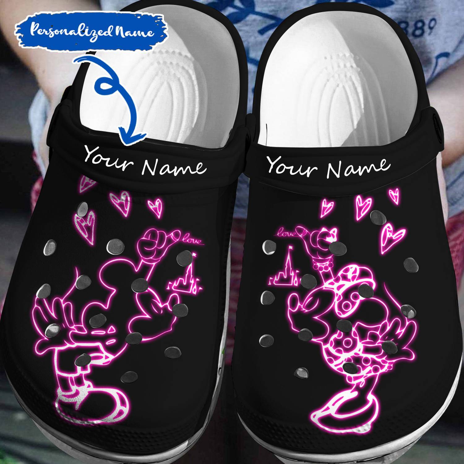 Tailor – Made Disney Fun: Personalized Mickey Minnie Crocss 3D Clog Shoes
