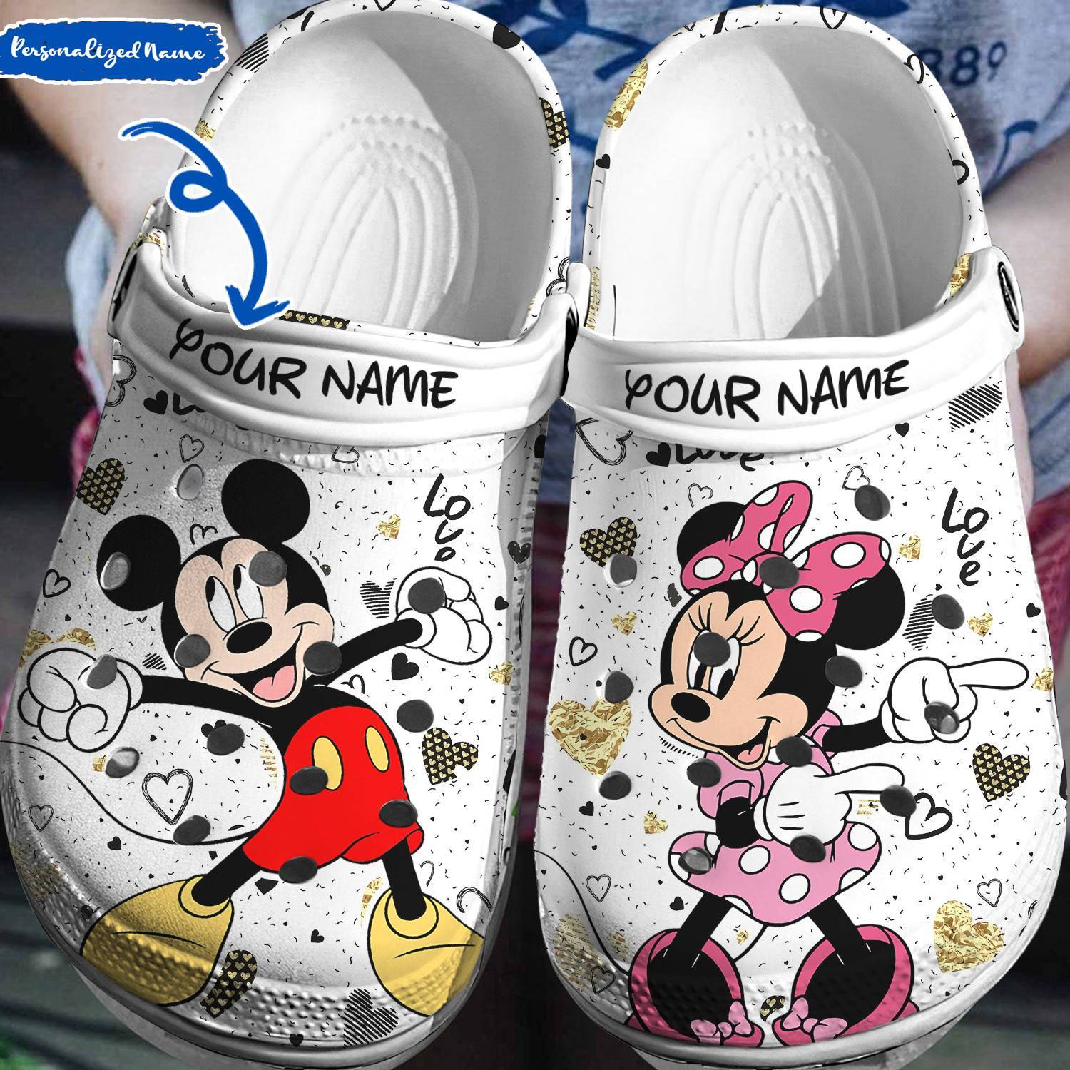 Tailored Disney Style: Personalized Mickey Minnie Crocss 3D Clog Shoes