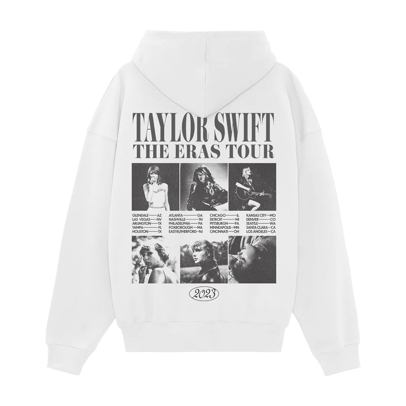 Taylor Swift The Eras Tour Collage White Hoodie