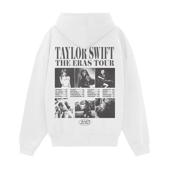 Taylor Swift The Eras Tour Collage White Hoodie