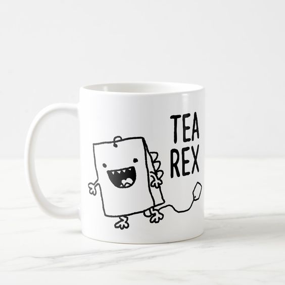 Tea Rex Tea Bag Funny Pun Cartoon Mug