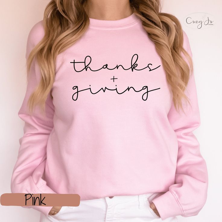 Thanks + Giving Sweatshirt, Thanksgiving Sweatshirt, Thankful Minimal, Cute Womens Graphic Sweatshirt