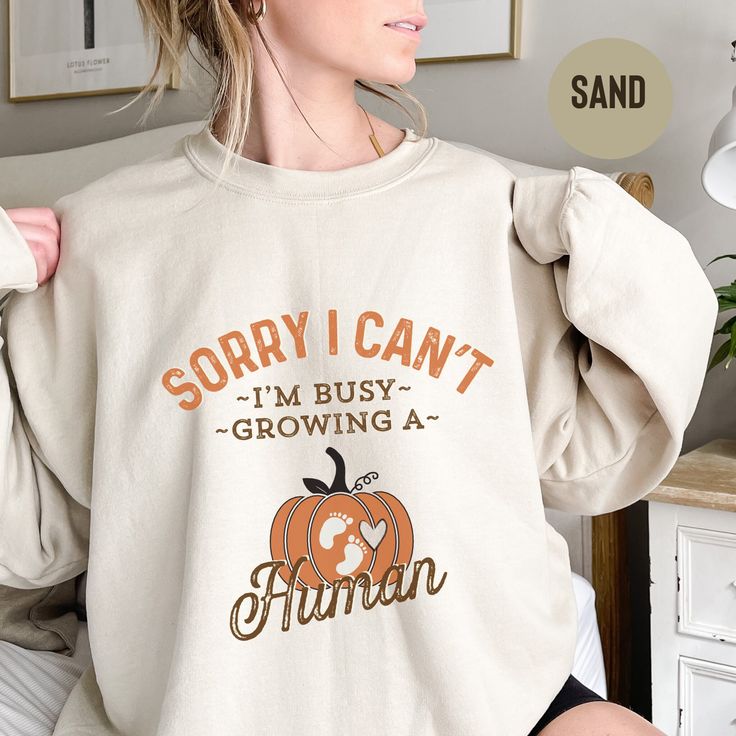 Thanksgiving Fall Pregnancy Announcement Sweatshirt, Funny Pregnancy reveal shirt, mom to be crewneck , Busy Growing Human fall sweater