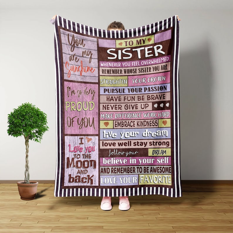 To My Sister Personalized Blanket, Big Sister Gift, To My Sister Blanket, Custom Gift For Sister, Sister Gifts From Sister