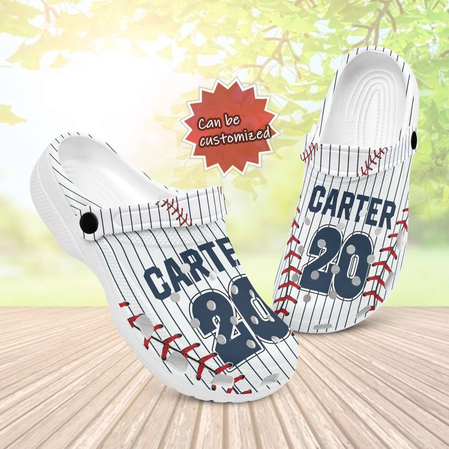 Unique Customized White Baseball Clogs Birthday Gift for Adults and Kids
