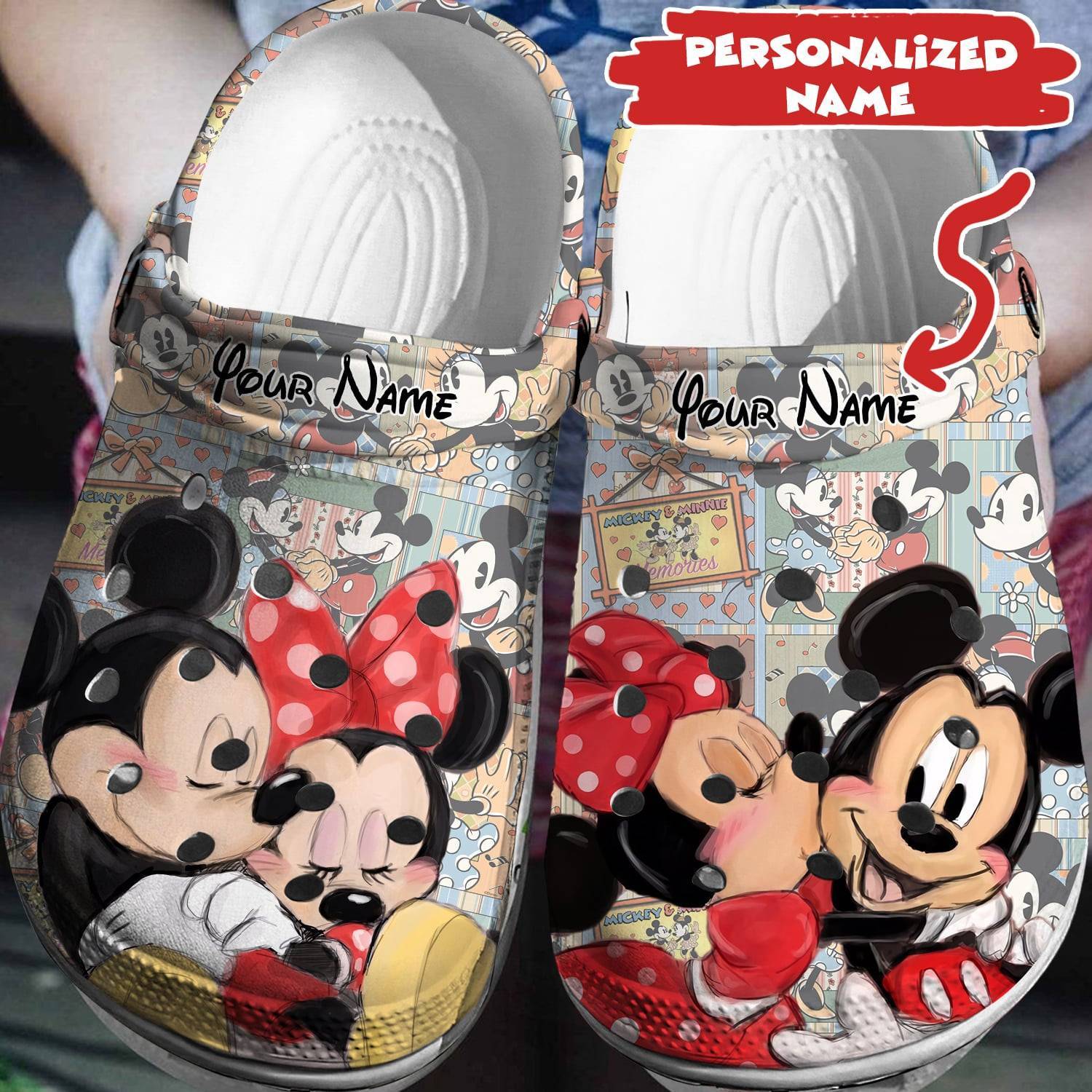 Unique Disney Style: Personalized Mickey Minnie Crocss 3D Clog Shoes