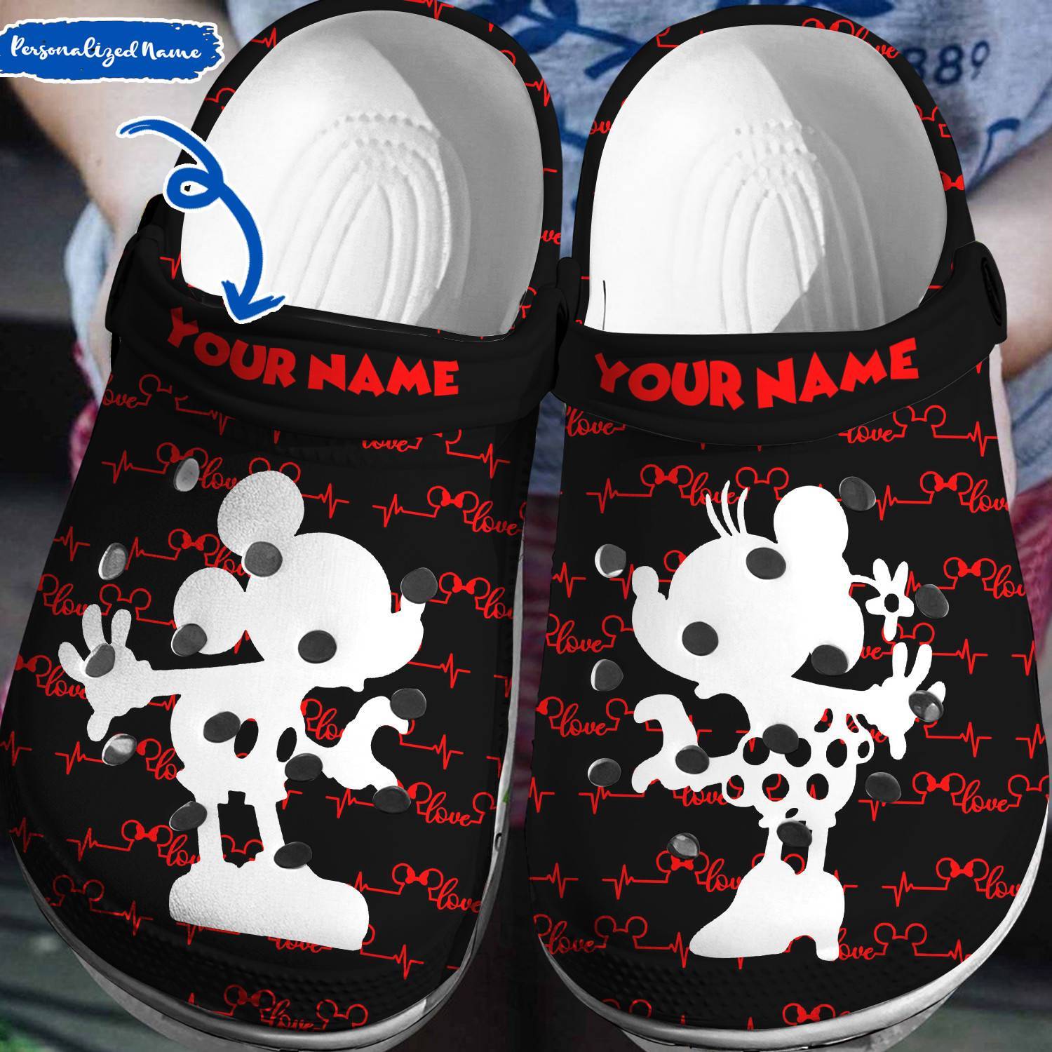 Unique Disney Vibes: Personalized Mickey Minnie Crocss 3D Clog Shoes