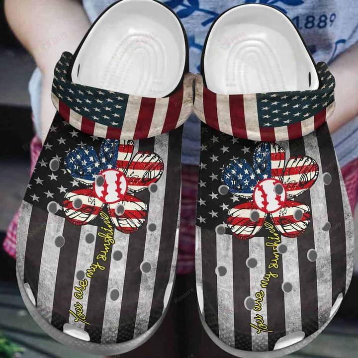 USA Flag Flower Baseball Crocss Classic Clogs Shoes
