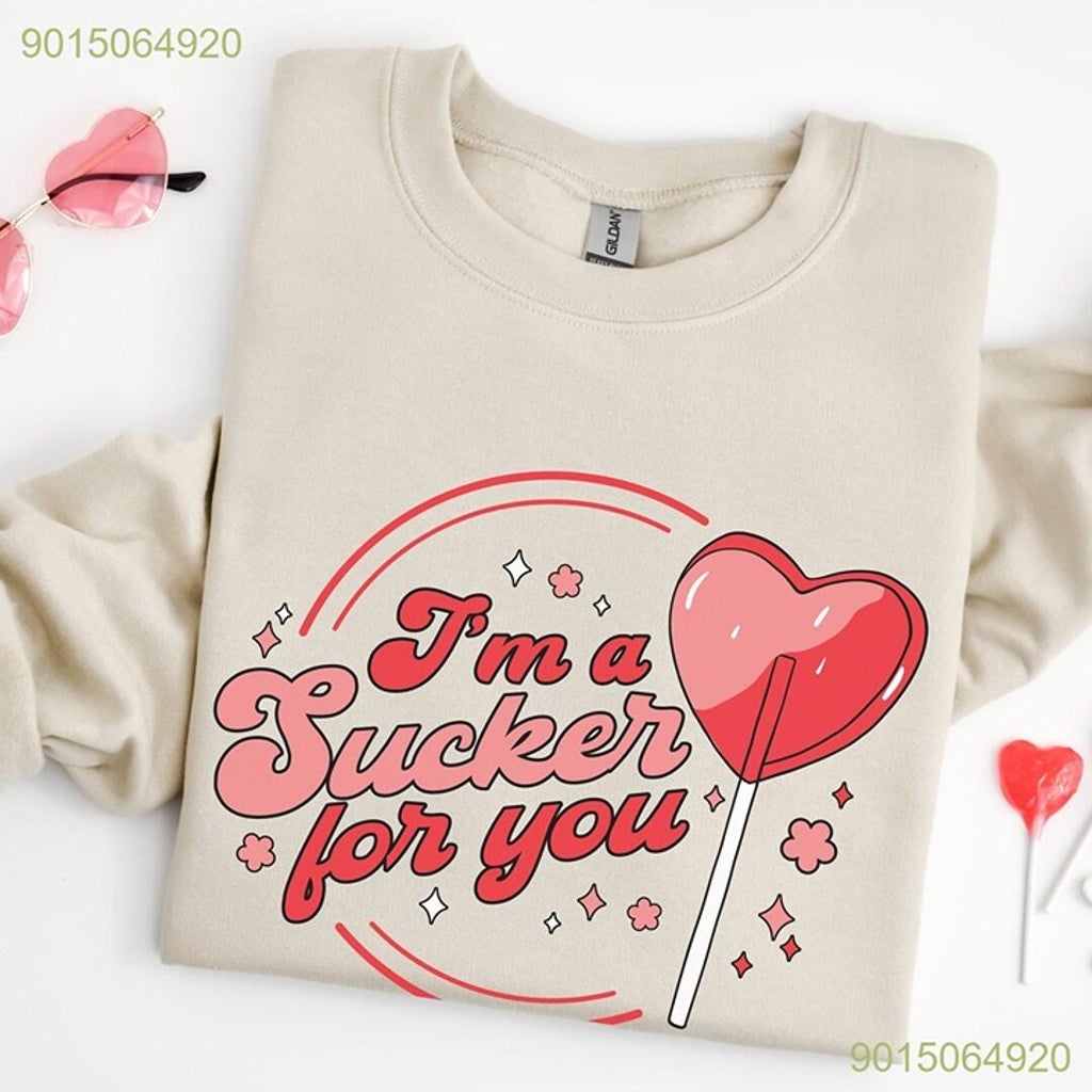 Valentine’s Day Collection Sucker Sweatshirt, Heart Candy T-shirt, Sweatshirt
