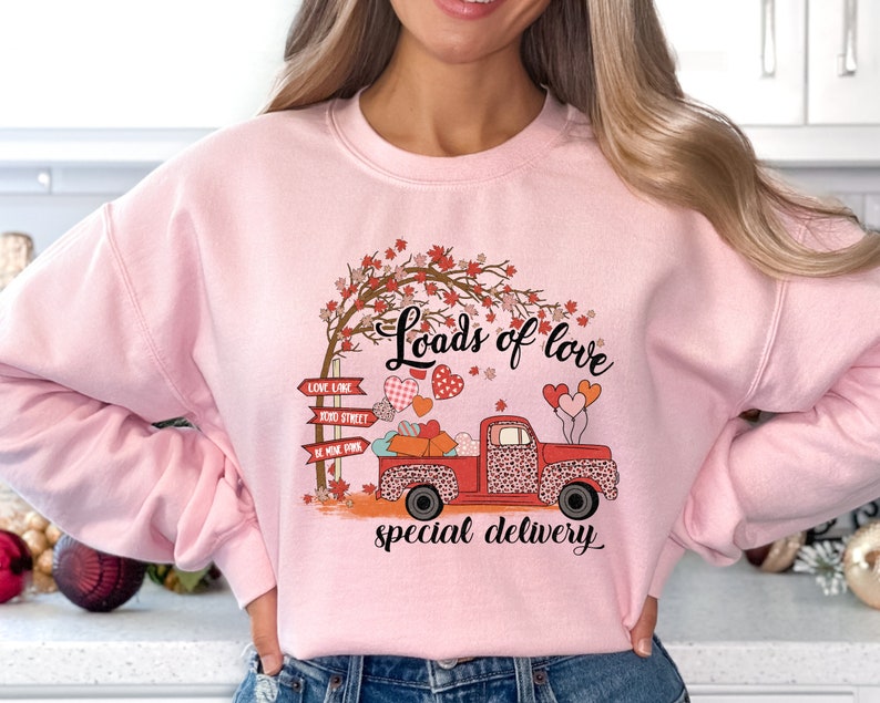 Valentine’s Day Shirt, Loads Of Love Sweatshirt, Special Delivery Shirt, Valentine’s Red Truck Hoodie, Truck Love Shirt, Couple Matching