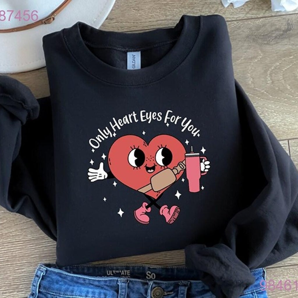 Valentine’s Day TShirt Collection Heart Eyes Sweatsirt, Valentine Sweatshirt