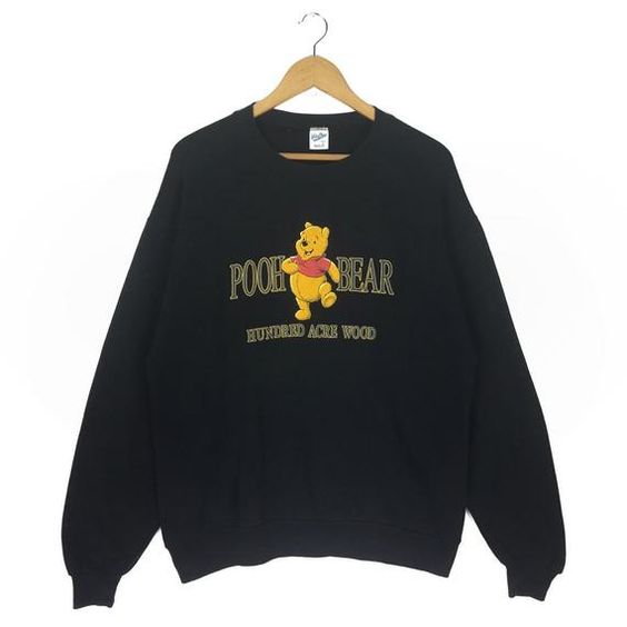 Vintage 80/90s Winnie the Pooh Sweatshirt Crewneck Velve Sheen Made in Usa Big Logo Pullover Jumper