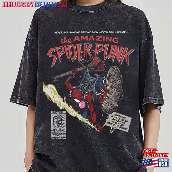Vintage 90S The Amazing Spider Punk T-Shirt Retro Spiderman Comic Shirt Sweatshirt Unisex