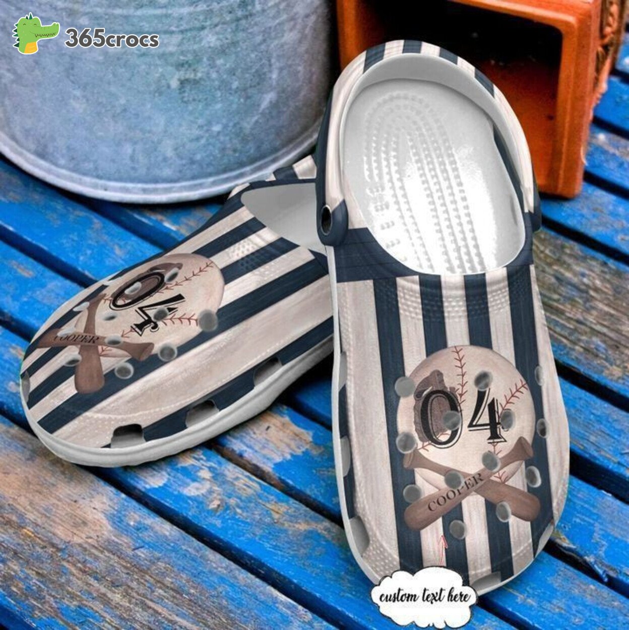 Vintage Baseball Design with Personalization on Classic Clogs Footwear