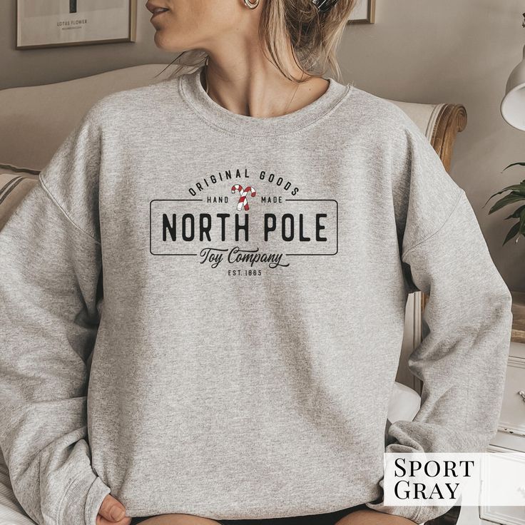 Vintage Christmas Sweatshirt. North Pole Toy Co Adult Unisex Hoodie. Funny Happy Holidays Shirt. Merry Xmas