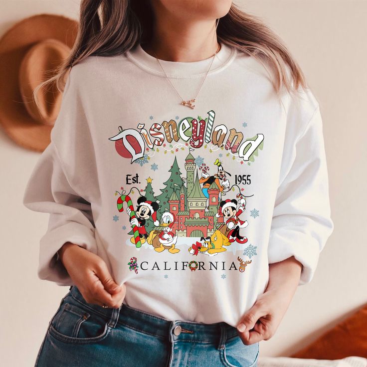 Vintage Disneyland Christmas Sweatshirt, Mickey and Friends Christmas Sweatshirt, Disneyland Sweatshirt