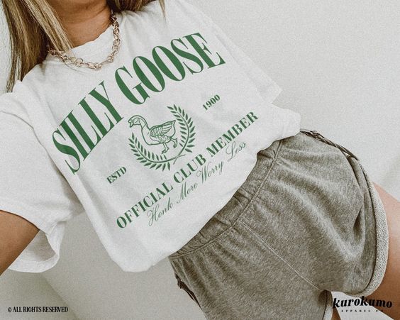 Vintage Silly Goose Club Graphic Tee Bird Lover Shirt Funny Mental Health Gift Indie College Tshirt Trendy Collegiate Style Athletic T Shirt