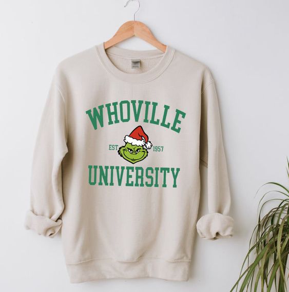 Vintage Whoville University Sweatshirt, Grinch Christmas Sweatshirt, Whoville Est 1957 Shirt, Christmas Gift, Whoville Sweatshirt