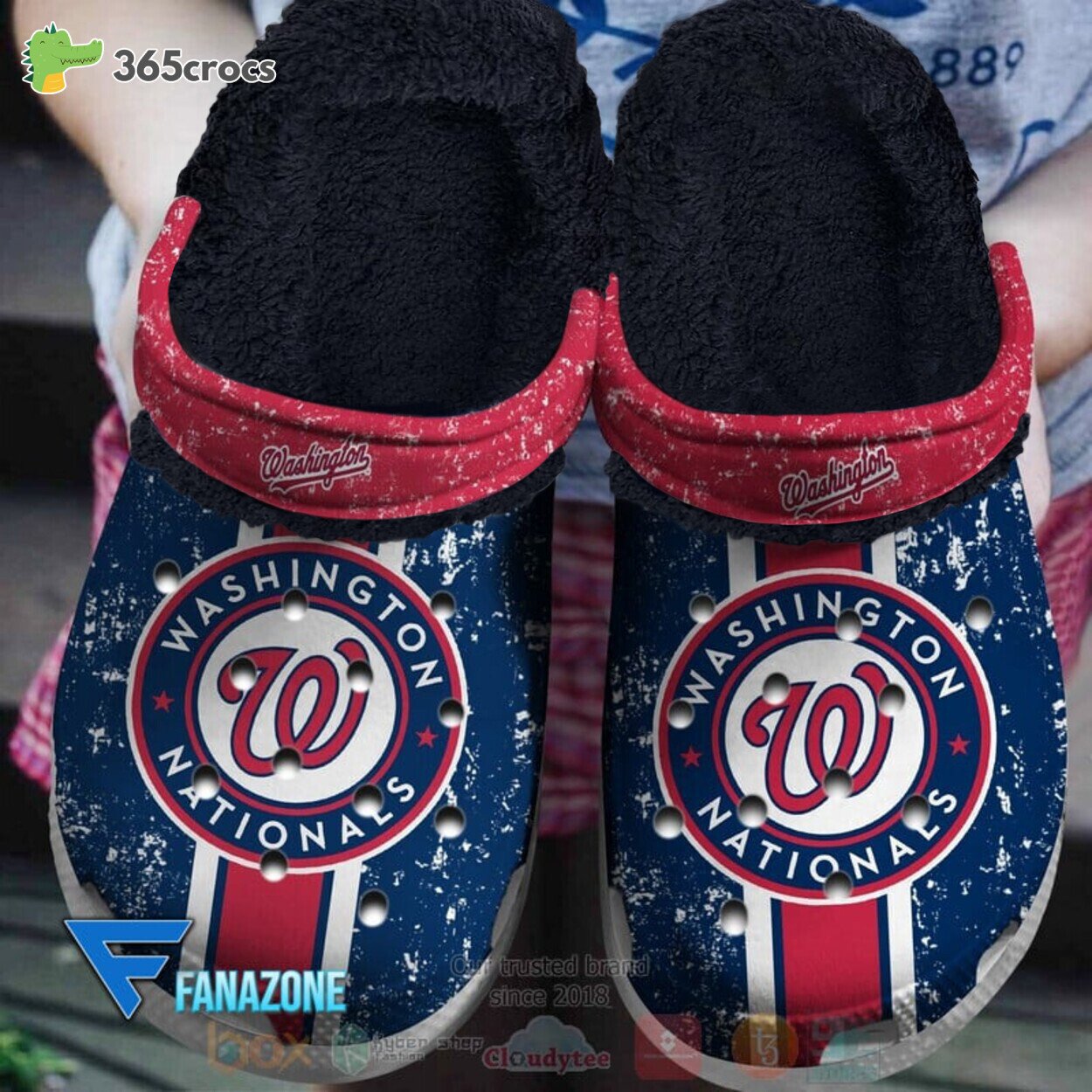 Washington Nationals MLB Comfort Sport Footwear Lined Crocss Series