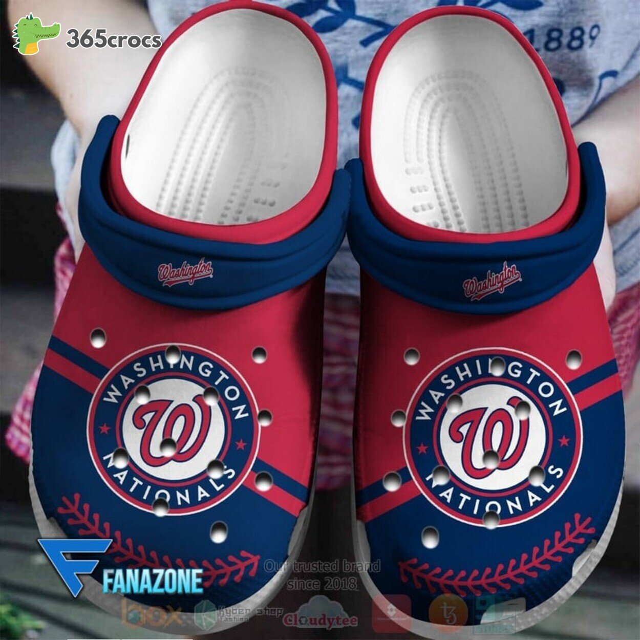 Washington Nationals RedNavys MLB Sport Crocss Clogs Shoes Comfortable