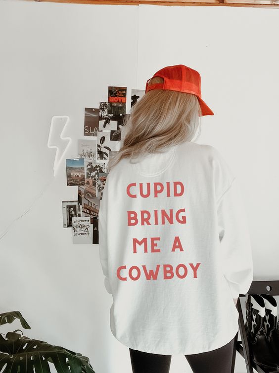 Western Valentine Shirt for Women I Love Cowboys Sweatshirt Valentine Day Pullover Trendy Western Valentine Sweatshirt Western Cupid Cowboy