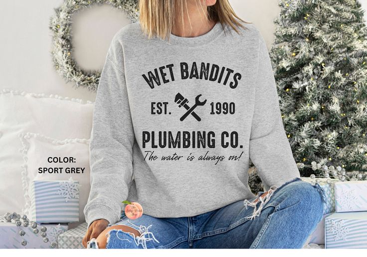 Wet Bandits Plumbing Co sweatshirt, vintage Home Alone funny Marv Harry, matching family holiday