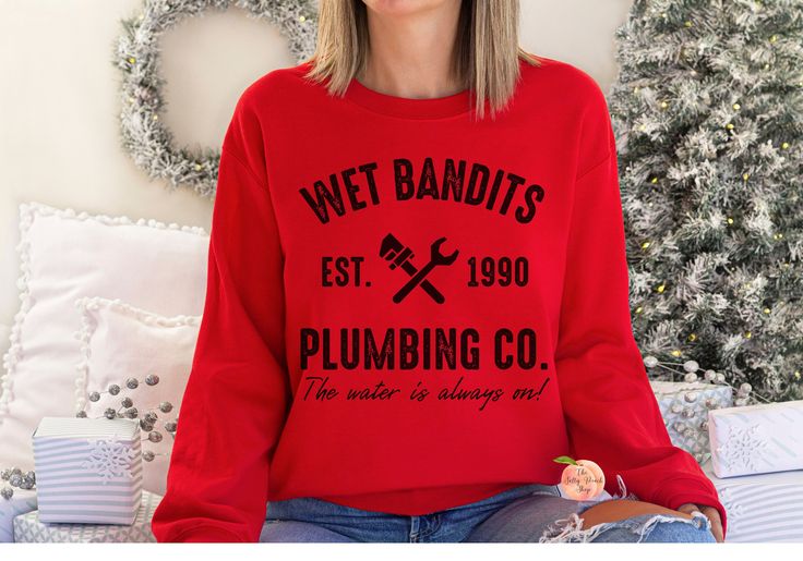 Wet Bandits Plumbing Co sweatshirt, vintage Home Alone funny Marv Harry, matching family holiday crewneck, Christmas movies Sweatshirt