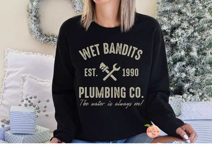 Wet Bandits Plumbing Co sweatshirt, vintage Home Alone funny Marv Harry, matching family holiday Sweatshirt