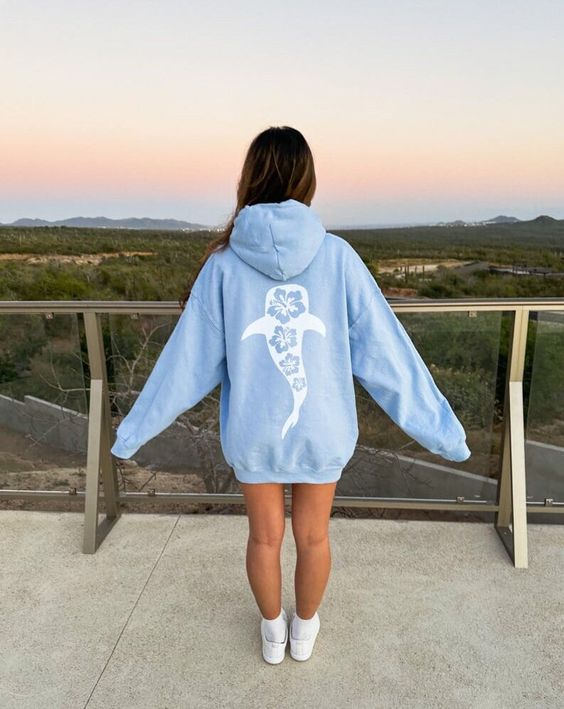 Whale Shark Hibiscus Hoodie Ocean Beach Hoodie Coconut Girl Clothes Marine Biology Hoodie Back Print Hoodie Beachy Hoodie Nature Hoodie