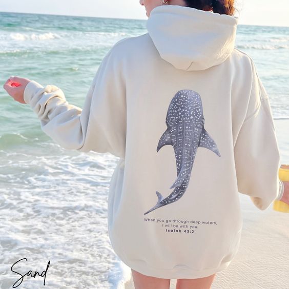 Whale Shark Hoodie Beachy Hoodie Shark Hoodie Coconut Girl Jesus Hoodie Christian Crewneck Faith Over Fear Surf Hoodie Beach Hoodie