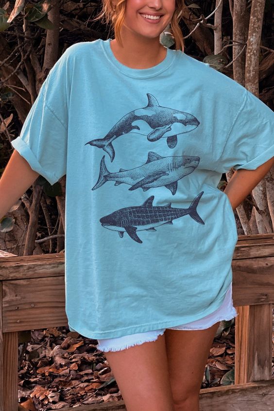 Whale Shark Shirt Summer T Shirt Coconut Girl Aesthetic Environmental Shirt for Summer Beach Bum Aesthetic Summer Shirt for Women