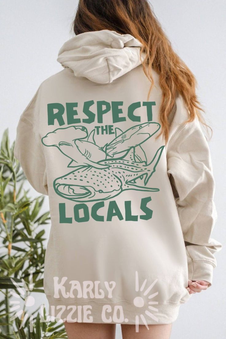 Whale Shark Sweatshirt, Respect The Local Sharks Hoodie, Shark Lover, Ocean Conservation Hoodie, Sand