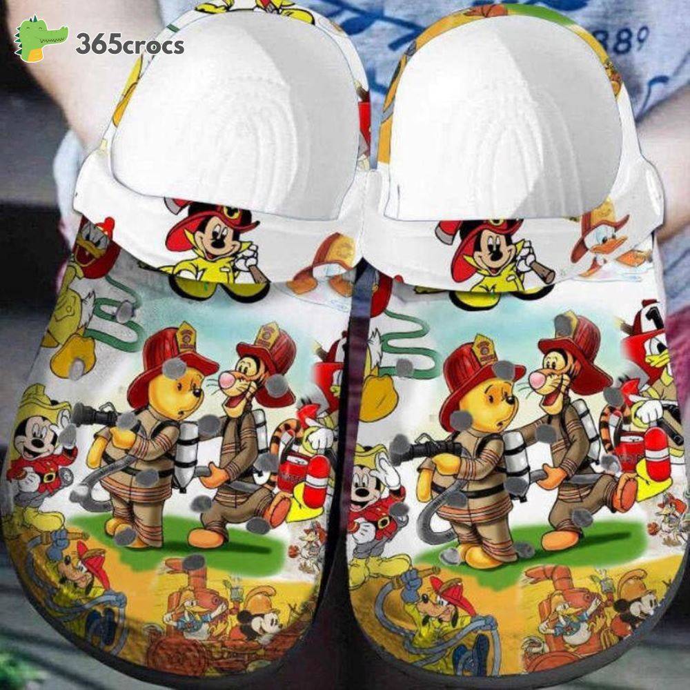 Winnie The Pooh Disney Firefighter Adults Crocss Clog Shoes