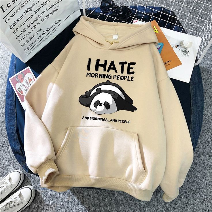 Wjczt Cute Panda Sleeps Print, New Women’S Sweatshirt Warm Vintage Pullover For Woman Fashion Korean Round Neck Hoodie Female